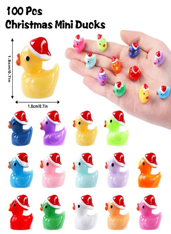 DULEFUN 100pcs Christmas Mini Ducks Statue, 14 Colors Tiny Small Little Resin Duck to Hide Miniature Statues for Xmas Winter Dollhouse Micro Fairy Garden Decoration - Image 3